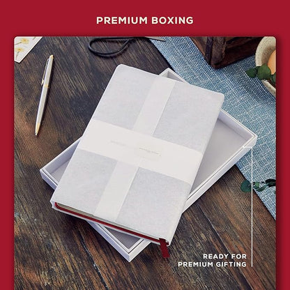 BEECHMORE BOOKS Lined Journal Notebook, 5.8 x 8.3 inch, A5 160 Lined Pages, Hardcover Leather Journals for Women, Men, Writing and Notebooks for Work - 120 GSM Thick Paper, Gifts Box Included