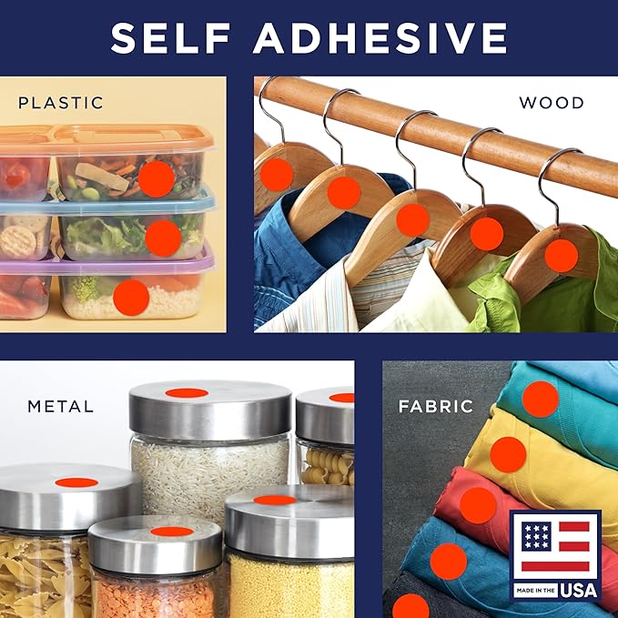 Fluorescent Red 1-Inch Circle Dot Stickers – 1,000 Round Adhesive Labels per Roll, Colored Stickers for Garage Sale Price Tags, Classroom, Inventory, Office & Yard Sale Supplies, Made in USA