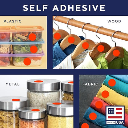 Fluorescent Red 1-Inch Circle Dot Stickers – 1,000 Round Adhesive Labels per Roll, Colored Stickers for Garage Sale Price Tags, Classroom, Inventory, Office & Yard Sale Supplies, Made in USA