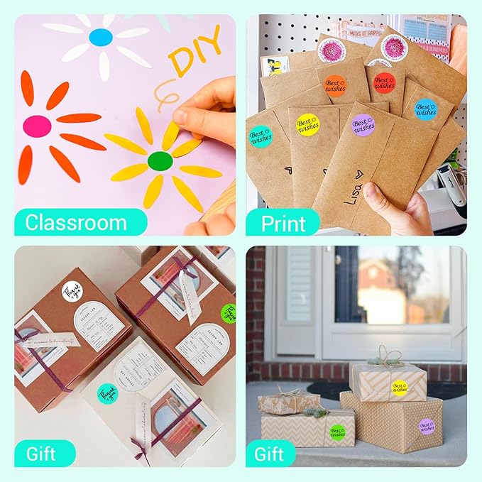 1 Inch Circle Dot Stickers 1000 PCS Color Coding Thermal Labels Dots Writable Printable Small Round Stickers for Office, Classroom, Inventory, Garage, Organizing Storage, Watercolor Green