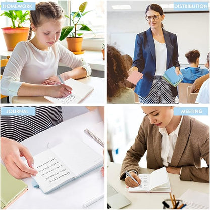 feela 6 Pack Pocket Small Notebooks Bulk, Mini Cute Memo Notepads Hardcover College Ruled Lined Journals with Pen Holder for Women Girls Office School, with 6 Black Pens, 3.5”x 5.5”, A6, Mild Colors