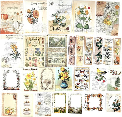 200PCS Vintage Scrapbooking Supplies Kit for Journaling, Scrapbook Sticker Paper Pack for for Bullet Journals Junk Journal Planners Aesthetic Cottagecore Room Decor Wall Art Collage Album