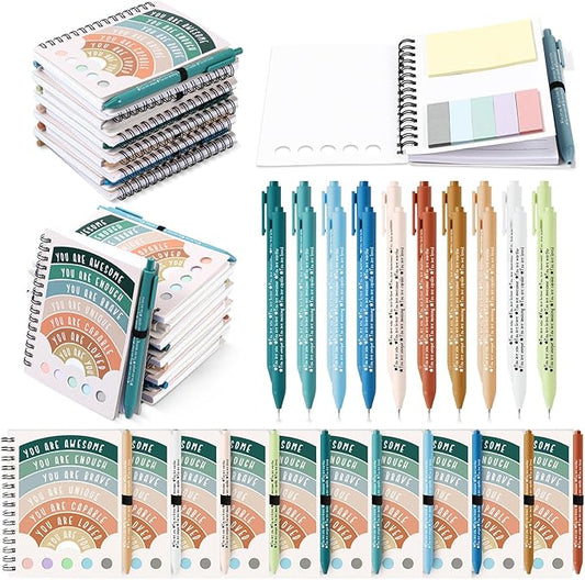 Janlaugh 40 Pcs Mental Health Gifts for Women Men Includes 20 Mental Health Journal 20 Inspirational Ballpoint Pen Self Care Notebook with Sticky Note Mood Tracker Gift for Student Medical Assistant
