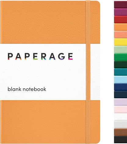 PAPERAGE Blank Journal Notebook, (Marigold), 160 Pages, Medium 5.6 in x 8 in - 100 GSM Thick Paper – Hardcover Journaling Notebook for Work, School, Note Taking or Sketching