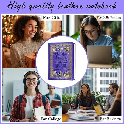 Purple A5 Lined Leather Journal Notebook,Inspirational Christian Gifts Hardcover Executive Notebooks for Men Women,200 Pages 100 Gsm Thick Ruled Paper Daily Diary for School,Family ,Friends,Work (You Beautiful Purple)