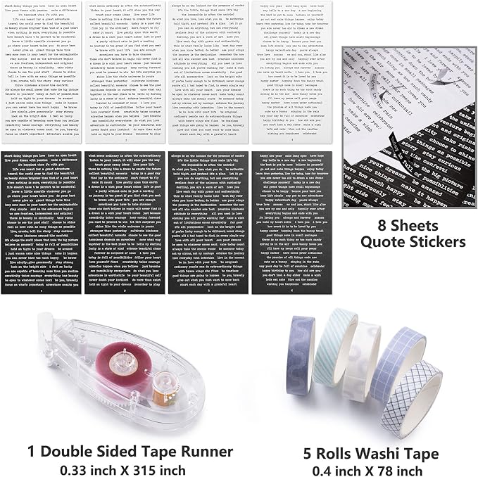 JOYCHOIC Vintage Scrapbooking Supplies Aesthetic Journaling Kit, Scrapbook Papers Quote Stickers TN Notebook Large Collection for Bullet Junk Journal, Planner DIY Arts Craft Collage, Beginners