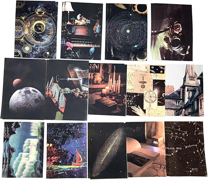 200PCS Vintage Scrapbooking Supplies Pack, Aesthetic Scrapbook Sticker Paper Art Journaling Kit for Bullet Junk Journals,Planner,Cottagecore Decor Gifts (Space)