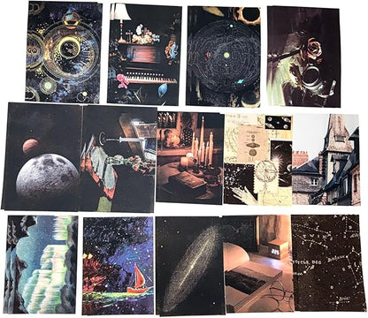 200PCS Vintage Scrapbooking Supplies Pack, Aesthetic Scrapbook Sticker Paper Art Journaling Kit for Bullet Junk Journals,Planner,Cottagecore Decor Gifts (Space)