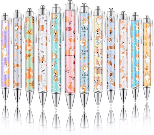 12 Pcs Christmas Corgi Gifts for Corgi Lovers Cute Fancy Ballpoint Pens 1.0 mm Black Ink Cartoon Retractable Pens Animal Lover Gift for Students Back to School Classroom Office Supplies