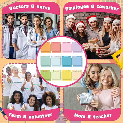 Yinder 24 Pcs Inspirational Sticky Notes Christmas Stocking Stuffers Motivational Sticky Notes Pad Employee Appreciation Gift Bulk for Teacher Nurse Coworker Office 3 x 3'' (Thank You,Elegant Color)