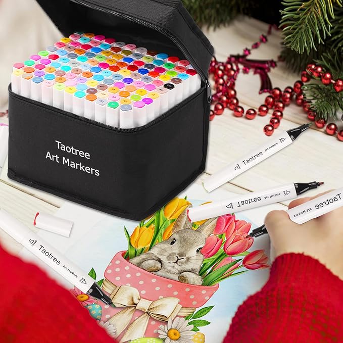 Taotree Alcohol Markers 121 Colors Dual Tips Art Markers Sketch Pens Set, Art Supplies Kit, Drawing Pens Set for Adult Coloring Books Painting, Sketching, Christmas Gifts for Teens Girls Boys Artists