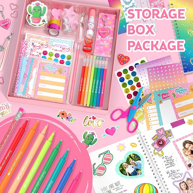 Axirata 2-Pack DIY Journal Kit for Girls, Journal Set for Tween & Teen Girl 6-8-14 Year Old, Scrapbook & Diary Supplies Toy Set, Art & Crafts Stationery Kit Birthday Christmas Ideal Gift for Girls