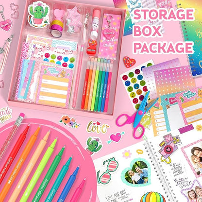 Axirata 2-Pack DIY Journal Kit for Girls, Journal Set for Tween & Teen Girl 6-8-14 Year Old, Scrapbook & Diary Supplies Toy Set, Art & Crafts Stationery Kit Birthday Christmas Ideal Gift for Girls