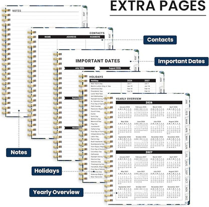 2026 Planner, Weekly and Monthly Planner for Women, January 2026 - December 2026, Hardcover 2026 Calendar Planner Book with Tabs, Inner Pocket, Spiral Bound, Perfect for Office Home School Supplies - A4 (8.5" x 11"), Petal Array