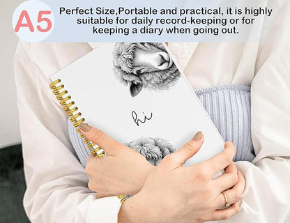 Sheep Gifts,Sheep Gifts Notebook Journal for Women,Cute Animal Lovers Gift Notebook Journal for Kids,Sheep Themed Gift Stuff,Hardcover Spiral Notebooks for Writing,5.5x8.3 Inch