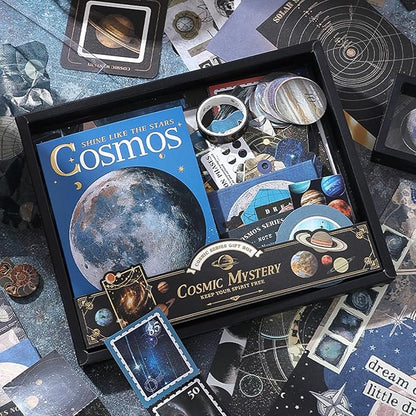 Draupnir Scrapbooking Supplies Kit, Aesthetic Cosmos Scrapbook Kit for Junk Journal, Stationery, Bullet A6 Grid Notebook DIY Scrapbook Birthday Craft Gift for Teen Girl Kid Women