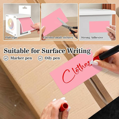 Rectangular Color Coding Moving Labels 3X5 Inch 250 Per Roll, Pink Moving Stickers for Boxes Color Coded, Packing Labels Stickers for Inventory Warehouse