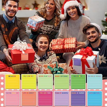 Yinder 12 Pcs Employee Appreciation Sticky Notes Xmas Gift Bulk Motivation Note Pads Mini Inspirational Note Gift for Teacher Nurse Staff Coworker Office Supply 3 x 3'' (Motivational,Dark Color)