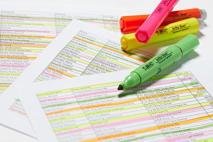 BIC Brite Liner Grip XL Highlighters, Chisel Tip, 4-Count Pack of Assorted Highlighters, Ideal Highlighter Set for Organizing and Coloring