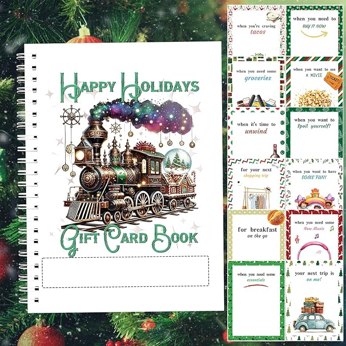 Semyifu Merry Christmas Gift Card Holder Book - DIY Spiral-Bound with Surprises, College Survival & Graduation Gift, Greeting Card Keeper for Holidays （S14）