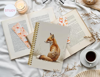 Cute Fox Notebook Journal,Cute Animal Notebook Journal for School Women Teen Girls Kids,Gifts for Fox Lovers,Hardcover Spiral Notebooks for Work Notes Journaling,5.5x8.3 Inch