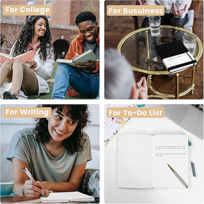 CAGIE 2 Pack Journals Notebooks for Women Men Leather Journals for Writing Hardcover A5 Journaling Notebooks Thick Journal Supplies Diary, Black& Blue