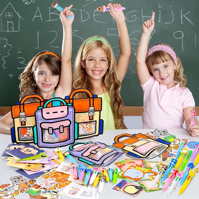 170 Pcs Cute Return Gifts Party Favors Supplies, Birthdays Gifts from Teacher, Cute Cartoon Animal Stationery Set for Classroom Gifts, with Goodie Bags School Classroom Rewards.