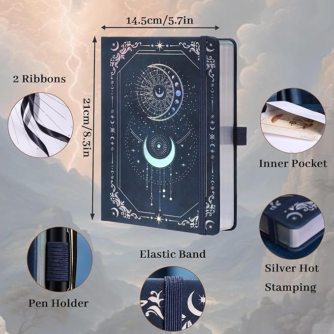 TIEFOSSI Lined Journal for Women Men, Vintage Notebooks with Bookmarks, Hardcover A5 College Ruled Notebook 316 Numbered Pages for Writing, Daily Journal for Work School, Note Taking