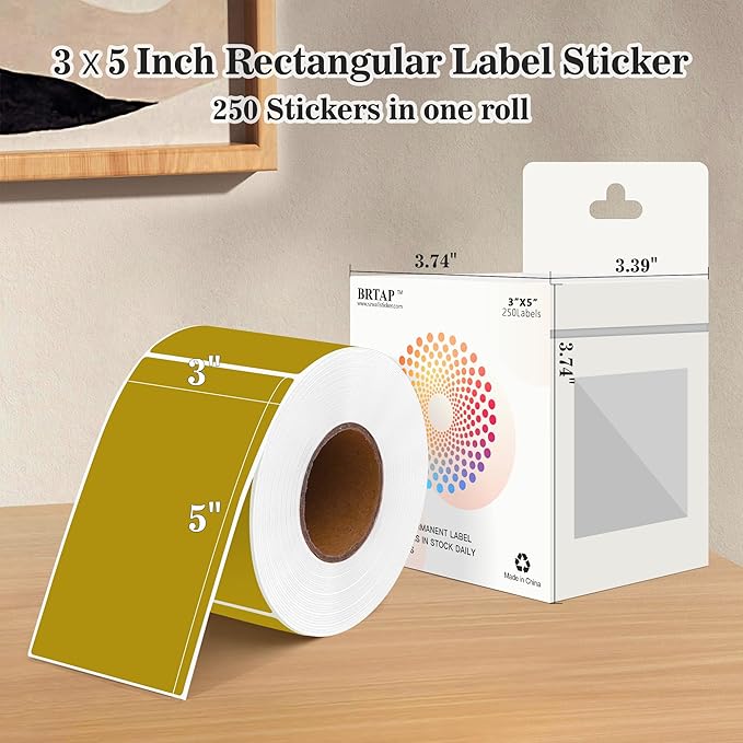 Rectangular Color Coding Paacking Boxes Labels 3X5 Inch 250 Per Roll, Olive Moving Stickers for Boxes Color Coded, Packing Labels Stickers for Inventory Warehouse
