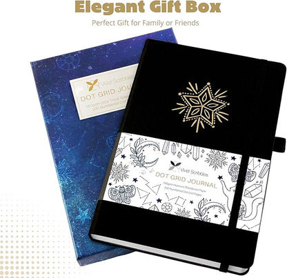 VIVID SCRIBBLES Dotted Journal – 160gsm Bleed Proof Thick White Paper – 200 Numbered Dot Grid Pages – 5.8 x 8.3 inch Bullet Dotted Notebook