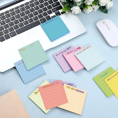 Yinder 48 Pcs Inspirational Sticky Notes Christmas Stocking Stuffers Motivational Sticky Notes Pad Employee Appreciation Gift Bulk for Teacher Nurse Coworker Office 3 x 3'' (Appreciation,Light Color)