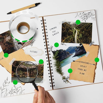 PARLAIM 1/2 Inch Circle Sticker Labels,1000 Stickers Round Color Coding Circle Dots Stickers,Roll Dot Stickers Label for Office Home Office(Green)