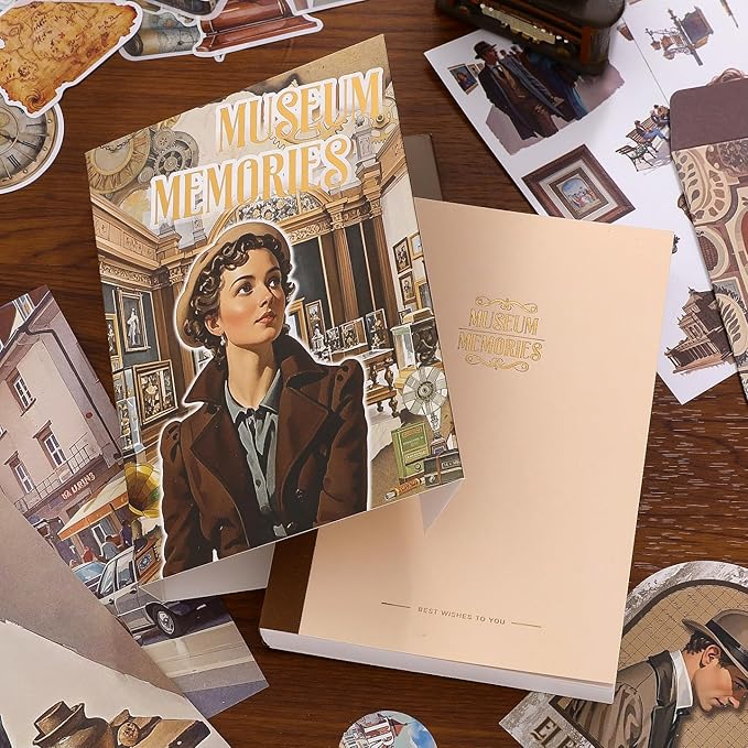 Scrapbooking Supplies Kit, Museum Aesthetic Vintage Scrapbook Kit for Bullet Junk Journal A6 Grid Notebook Stationary Journaling Supplies DIY Craft Birthday Holiday Gifts for Women Kid Teen Girl