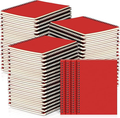 Yahenda 72 Pcs Spiral Notebook Bulk A5 Journal Lined 8.3'' x 5.5'' Writing Composition Paper Small Notepad Subject Notebook for Students Office Business Back to School Supplies (Red)