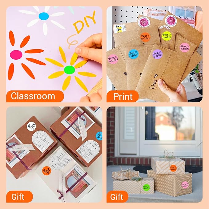 1 Inch Circle Dot Stickers 1000 PCS Color Coding Thermal Labels Dots Writable Printable Small Round Stickers for Office, Classroom, Inventory, Garage, Organizing Storage, DIY, Orange