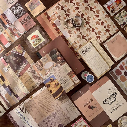 Draupnir Vintage Scrapbook Kit(346pcs), Bullet Junk Journal Kit with Journaling/Scrapbooking Supplies, Stationery, A6 Grid Notebook with Graph Ruled Pages, DIY Gift for Teen Girl Kid Women - Vintage