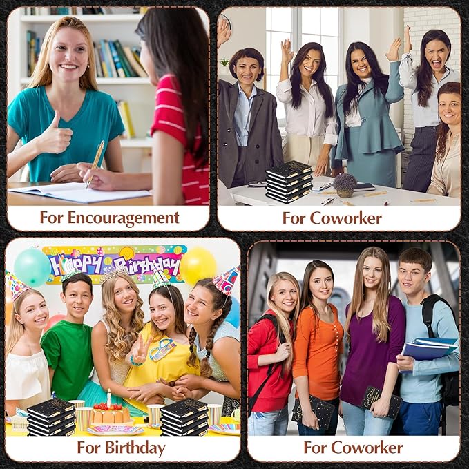 12 Pcs Friendsgiving Gift Bulk for Good Friends A6 Leather Journal Notebook Notepads with Bamboo Pens Friendship Appreciation Gift for Thanksgiving Birthday Women Sister Group (Black)