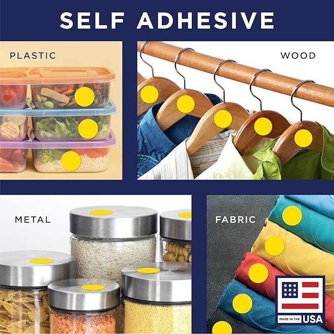 Yellow 1-Inch Circle Dot Stickers – 1,000 Round Adhesive Labels per Roll, Colored Stickers for Garage Sale Price Tags, Classroom, Inventory, Office & Yard Sale Supplies, Made in USA