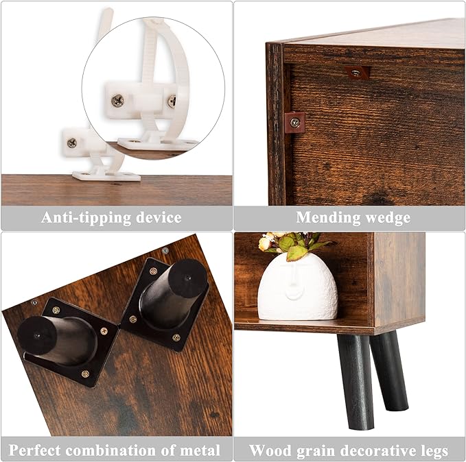 LEYAOYAO Cube Bookshelf 3 Tier Mid-Century Rustic Brown Modern Bookcase with Legs,Retro Wood Bookshelves Storage Organizer Shelf,Freestanding Open Book Shelves for Bedroom,Living Room,Office