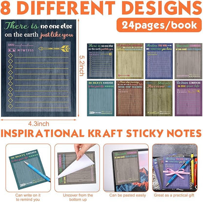 Outus 72 Pcs Inspirational Gift Set Motivational Notepads with Pens Cute Sticky Notes Positive Pens Encouragement to Do List Memo Pads for List Study Planner Office Supplies Gift (Classic Style)