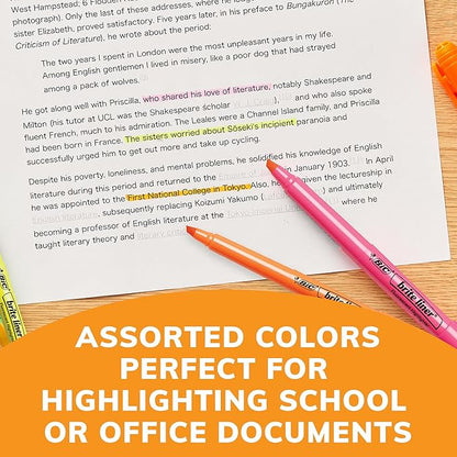 BIC Brite Liner Highlighters with Chisel Tip for Broad and Fine Lines, 24-Count Pack in Assorted Colors