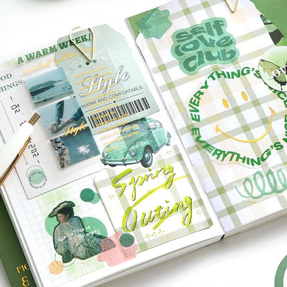 Aromoty Scrapbooking Supplies Kit, Garden Cottage Aesthetic Vintage Scrapbook Kit for Bullet Junk Journal A6 Grid Notebook Journaling Supplies Flower DIY Craft Birthday Gifts for Women Kid Teen Girl