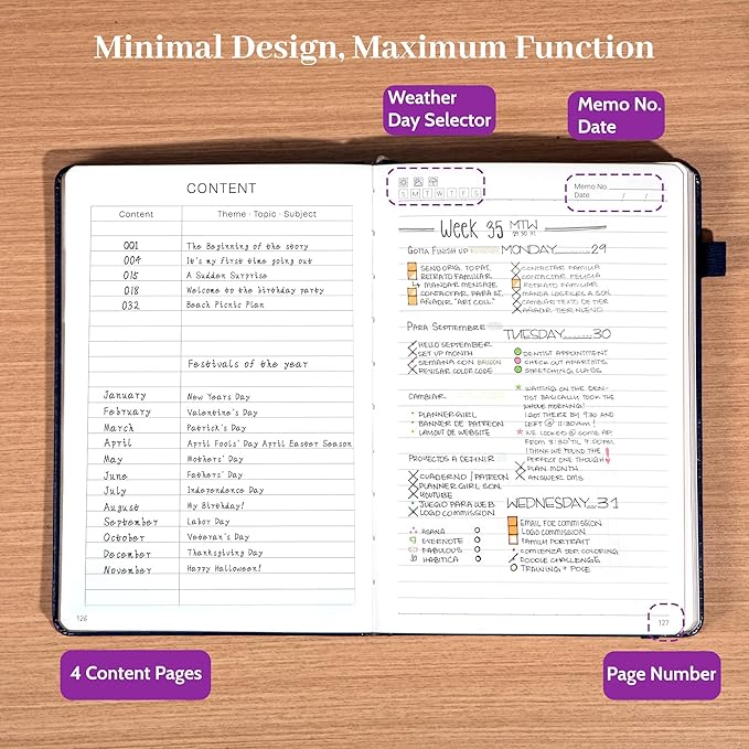 CAGIE Leather Lined Journal Notebook for Men & Women, Debossed Cross, 320 Pages 100 GSM Thick Paper, A5 Hardcover Journaling Notebooks for Writing, 5.7'' X 8.3'' Diary, Purple