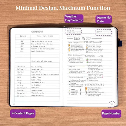 CAGIE Leather Lined Journal Notebook for Men & Women, Debossed Cross, 320 Pages 100 GSM Thick Paper, A5 Hardcover Journaling Notebooks for Writing, 5.7'' X 8.3'' Diary, Purple