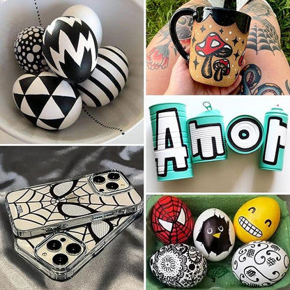 SFAIH Black & White Acrylic Paint Markers - 8 Pack 2-3MM Medium Tip & 0.7MM Extra Fine Paint Pens for Rock Painting, Wood, Metal, Fabric, Plastic, Canvas, Glass, Ceramic, Diy Crafts