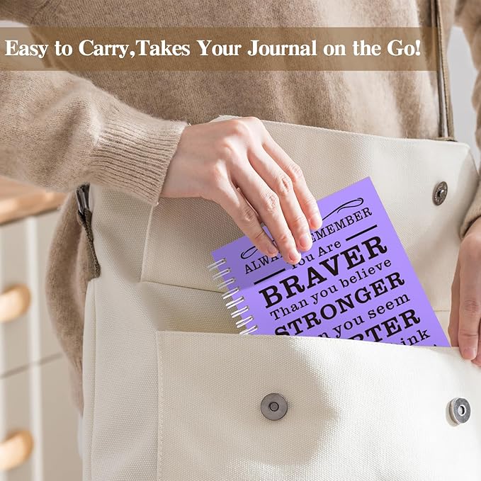 2 Pcs A5 Spiral Notebook,Inspirational Journal,Motivational Journal for Women Men,100 Pages Lined Spiral Journal Notebook College Ruled Daily Diary for School,Travel,Business,Work (Always-Purple)