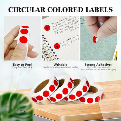4000PCS 1/2" Small Round Dot Stickers，0.5 Inch 4 Rolls Color Coding Labels Dots,Red Stickers for Home Decorative, Retail, Manufacturing, Recreation,Tiny Circle Labels