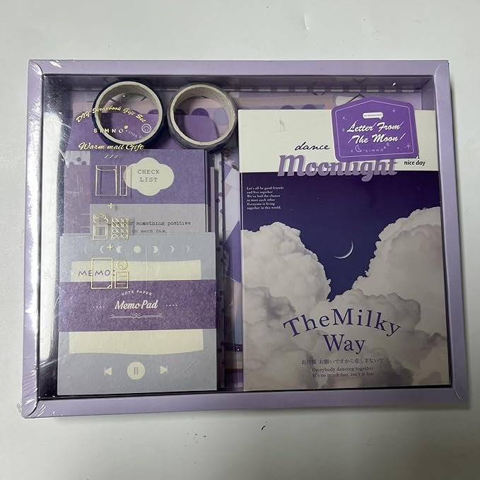 Draupnir Aesthetic Scrapbook Kit(348pcs), Bullet Junk Journal Kit with Journaling/Scrapbooking Supplies, Stationery,A6 Grid Notebook with Graph Ruled Pages DIY Scrapbook Gift for Girl Kid(Moonlight)