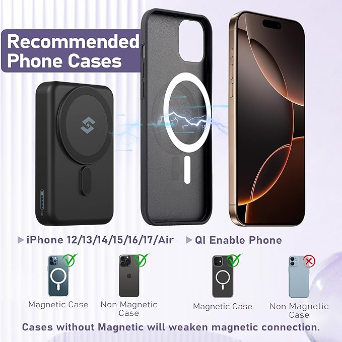 3 in 1 Wireless Charging Station: 10000mAh Removable Power Bank Charger Stand for Phone/Watch/Air Pods - Portable Magnetic Battery Pack for Air 17 16 15 14 13 12 Series