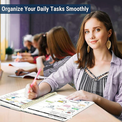 2026 Planner, Weekly and Monthly Planner for Women, January 2026 - December 2026, Hardcover 2026 Calendar Planner Book with Tabs, Inner Pocket, Spiral Bound, Perfect for Office Home School Supplies - A4 (8.5" x 11"), Petal Array